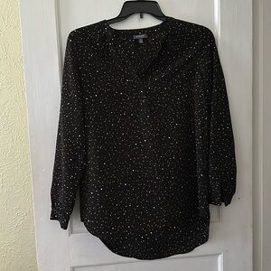 Madison Printed Lightweight Long Sleeve V-Neck Tunic Blouse Top